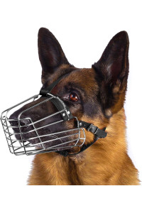 BRONZEDOG Wire Dog Muzzle German Shepherd for Medium Large Dogs Adjustable Durable Metal Basket for Biting Chewing Barking (M)