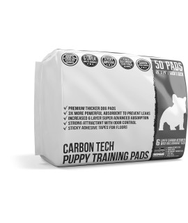 Bulldoglogy Carbon Black Puppy Pee Pads with Adhesive Sticky Tape - Large Charcoal Housebreaking Dog Training Wee Pads (24x24) 6 Layers with Extra Quick Dry Bullsorbent Polymer Tech (50-Count)