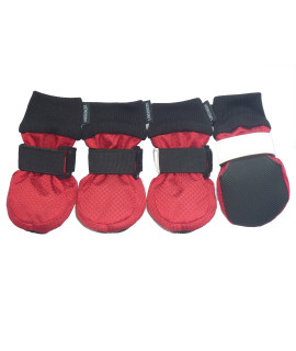 LONSUNEER Winter Paw Protector Dog Boots Waterproof Soft Sole and Nonslip Set of 4 Color Red Size Medium