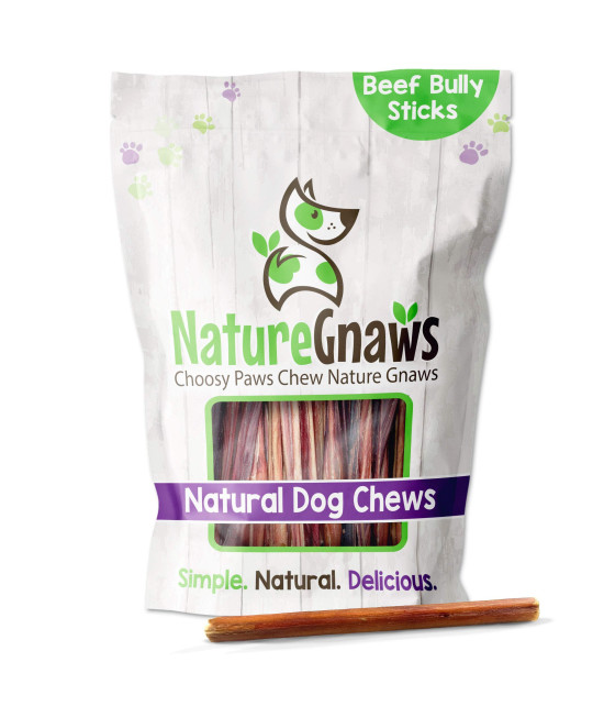Nature Gnaws Small Bully Sticks for Dogs - Premium Natural Beef Dental Bones - Long Lasting Dog Chew Treats for Small Dogs & Puppies - Rawhide Free 15 Count (Pack of 1)