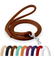 CollarDirect Rolled Leather Dog Leash 4ft, Soft Padded Training Leather Dog Lead 6ft, Puppy Leash Rolled Leather Small Medium Large Black Blue Red Orange Green Pink White (Black, Size XS 6ft)