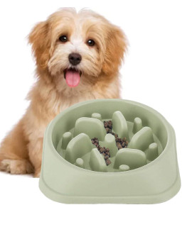Slow Feeder Bowl,?otPet Fun Interactive Feeder Bloat Stop Dog Bowl Preventing Feeder Anti Gulping?rink Water Bowl Fan Shape Healthy Eating Diet for Puppy Dog Pet (Green)