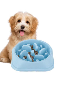 Slow Feeder Bowl,?otPet Fun Interactive Feeder Bloat Stop Dog Bowl Preventing Feeder Anti Gulping?rink Water Bowl Fan Shape Healthy Eating Diet for Puppy Dog Pet (Blue)