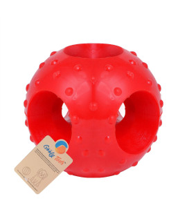 Goofy Tails Dog Ball Dog Toys, Hole Ball (Large) Dog Toy Ball, Non Toxic Dog Toy for All Breeds, Rubber Chew Toys for Dogs, Ideal for All Breeds, Large/Red