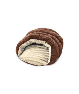 Sleep Zone Corduroy Cuddle Cave Dog Bed - Fabric Bottom - 22X17 Inches / Chocolate / Attractive, Durable, Comfortable, Washable. By Ethical Pets