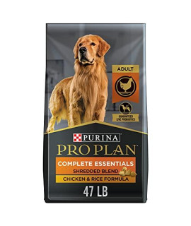 Purina Pro Plan High Protein Dog Food With Probiotics for Dogs, Shredded Blend Chicken & Rice Formula - 47 lb. Bag