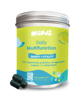 MOKAI 10 in 1 MULTIVITAMIN for Dogs Dog Vitamins and Supplements with Superfood, Dog Probiotics and Digestive Enzymes, Omega 3 for Dogs, Joint Supplement for Dogs with Glucosamine Chondroitin MSM