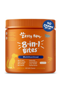 Zesty Paws Multivitamin Treats for Dogs - Glucosamine Chondroitin for Joint Support + Digestive Enzymes & Probiotics - Grain Free Dog Vitamin for Skin & Coat + Immune Health - Chicken Flavor - 90ct