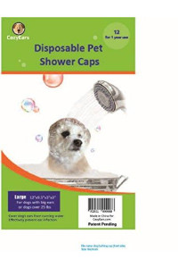 cozyEars Disposable Pet Shower caps, Shower, Raining, Swimming, Dogs, 12 caps in a Pack (Large)