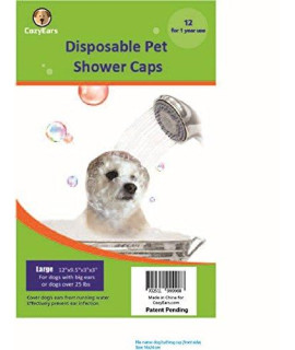 cozyEars Disposable Pet Shower caps, Shower, Raining, Swimming, Dogs, 12 caps in a Pack (Large)