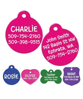 GoTags Dog Tags, Personalized Engraved Dog and Cat ID Tags for Pets, Custom Engraved on Both Sides, Various Shapes Including Bone, Round, Heart, Bow Tie, Star, and Badge (Round, Large - Pack of 1)
