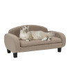 Paws & Purrs Modern Pet Sofa 31.5 Wide Low Back Lounging Bed with Removable Mattress Cover in Espresso/Sand