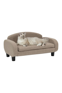 Paws & Purrs Modern Pet Sofa 31.5 Wide Low Back Lounging Bed with Removable Mattress Cover in Espresso/Sand