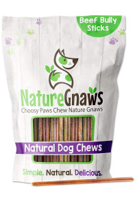 Nature Gnaws - Extra Thin Bully Sticks for Dogs - Premium Natural Beef Bones - Long Lasting Dog Chew Treats for Small Dogs & Puppies - Rawhide Free - 6 Inch