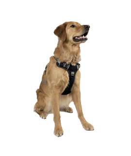 Embark Adventure Dog Harness, No Pull Dog Harness with 2 Leash clips, Dog Harness for Large Dogs No Pull Front & Back with control Handle, Adjustable Black Dog Vest, Soft & Padded for comfort