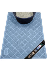 The Original Gorilla Grip 100% Waterproof Cat Litter Box Trapping Mat, Easy Clean, Textured Backing, Traps Mess for Cleaner Floors, Less Waste, Stays in Place for Cats, Soft on Paws, 35x23 Blue