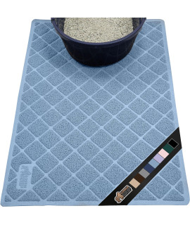 The Original Gorilla Grip 100% Waterproof Cat Litter Box Trapping Mat, Easy Clean, Textured Backing, Traps Mess for Cleaner Floors, Less Waste, Stays in Place for Cats, Soft on Paws, 35x23 Blue