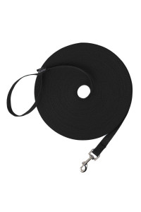 Hi Kiss Dog/Puppy Obedience Recall Training Agility Lead - 15ft 20ft 30ft 50ft 100ft Leash - Great for Play, Camping, or Backyard - Black