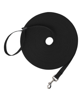 Hi Kiss Dog/Puppy Obedience Recall Training Agility Lead - 15ft 20ft 30ft 50ft 100ft Leash - Great for Play, Camping, or Backyard - Black