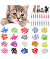 JOYJULY Soft Cat Kitty Nail Caps Claws Covers for Cats Paws Grooming Claw Care, 100pcs 4 Size of 1 Glitter Shinning & 4 Solid Colors & 5 Glues (L)