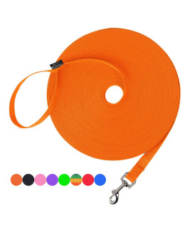 Hi Kiss Dog/Puppy Obedience Recall Training Agility Lead - 15ft 20ft 30ft 50ft 100ft Leash - Great for Play, Camping, or Backyard - Orange 30ft