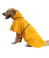 NACOCO Large Dog Raincoat Adjustable Pet Water Proof Clothes Lightweight Rain Jacket Poncho Hoodies with Strip Reflective (L, Yellow)