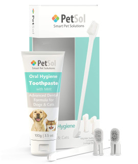PetSol Dental care Kit for Dogs Improves Oral Hygiene Prevents gum Disease & Plaque (Mint)