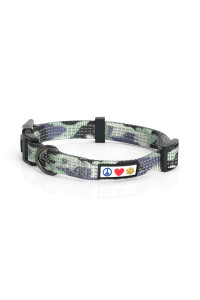 Pawtitas Reflective Dog Collar with Stitching Reflective Thread Reflective Dog Collar with Buckle Adjustable and Better Training Great Collar for Large Dogs - Grey Camo Collar