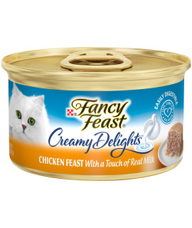 Purina Fancy Feast Pate Wet Cat Food, Creamy Delights Chicken Feast With a Touch of Real Milk - 3 oz. Can