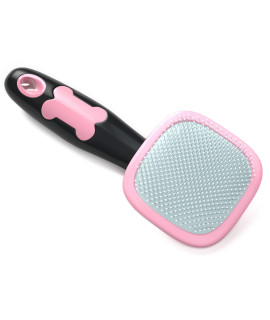 Glendan Dog Brush & Cat Brush- Slicker Pet Grooming Brush- Shedding Grooming Tools(Pink)