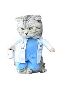 NACOCO Dog Cat Doctor Costume Pet Doctor Clothing Halloween Jeans Outfit Apparel (L)
