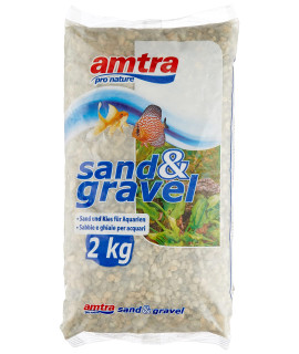 Amtra Polychrome - Natural Aquarium gravel, Decorative Soil, Sand and White gravel, grains 3-4 mm, 2 Kg