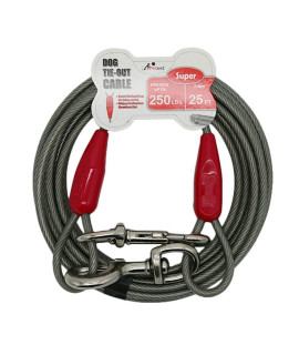 Petest 25ft Tie-Out Cable with Crimp Cover for Super Dogs Up to 250 Pounds