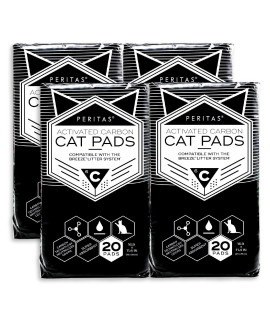 Peritas Cat Pads (Activated Carbon, 80 Count) Generic Refill for Breeze Tidy Cat Litter System* and More 16.9 x 11.4 Disposable Cat Liner Pads for Litter Box