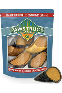 Pawstruck Peanut Butter Filled Cow Hooves for Dogs - Made in The USA Dog Dental Treats & Dog Chews Beef Hoof, American Made - 5 Count
