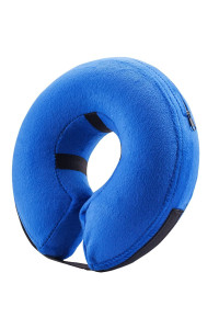 BENcMATE Protective Inflatable collar for Dogs and cats - Soft Pet Recovery collar Does Not Block Vision E-collar (Small, Blue)