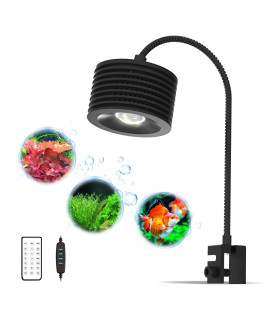 Lominie LED Aquarium Light, Planted Tank Light 4 Channels Remote Control 6500K Aquarium LED Light for Freshwater Fish Tank Refugium with Gooseneck (F20 18W Freshwater)