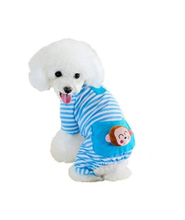 Pet Dog Pajamas Soft Cotton Shirt Jumpsuit Cute Overall Doggy Cat Strip Clothes Comfortable Apparel for Play Sleep Medium