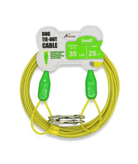 Petest 25ft Tie-Out Cable with Crimp Cover for Small Dogs Up to 35 Pounds