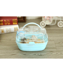 Portable Carrier Hamster Carry Case Cage with Water Bottle Travel&Outdoor for Hamster Small Animals (Blue)