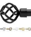 gB Home Adjustable Black curtain Rods for Windows 48 to 84 inch, Single Drapery Rods with Stylish Twisted cage Finials