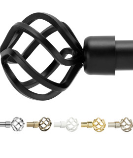 gB Home Adjustable Black curtain Rods for Windows 48 to 84 inch, Single Drapery Rods with Stylish Twisted cage Finials