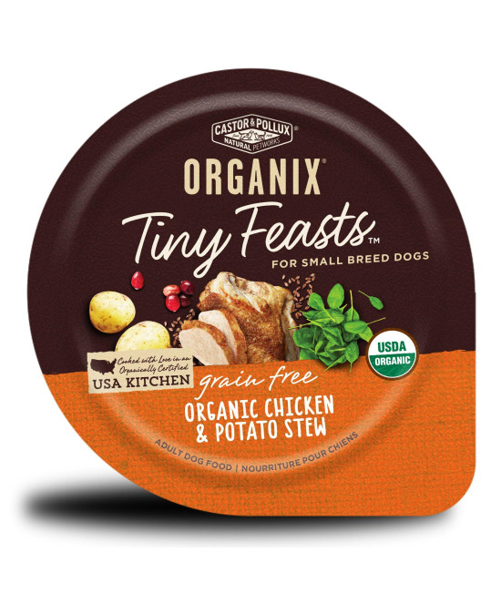 Castor & Pollux Organix Tiny Feasts Grain Free Wet Dog Food (12) 3.5 oz Tubs