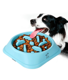Decyam Pet Fun Feeder Dog Bowl Slow Feeder, Bloat Stop Dog Food Bowl Maze Interactive Puzzle cat Bowl Non Skid (Blue)A
