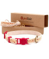 Pettsie Cat Collar Set, Breakaway Safe Buckle, Matching Friendship Bracelet, Pet-Friendly Carton Box for Kitty Lovers, Soft Cotton for Sensitive Skin, Easy Adjustable 7.5-11.5 Inches, Red