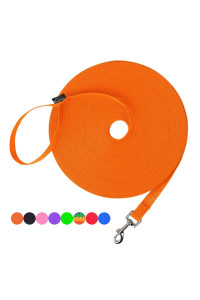 Hi Kiss Dog/Puppy Obedience Recall Agility Lead - 15ft 20ft 30ft 50ft 100ft Leash - Great for Training, Play, Camping, or Backyard - Orange 20ft
