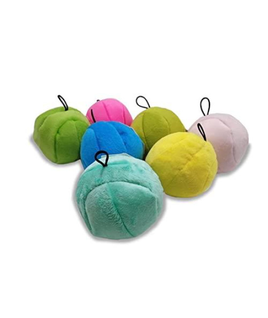 SmartPetLove Snuggle Puppy Tender-Tuffs Ball - Tough Plush Dog Toy - Colorful Round Ball with Puncture Resistant Squeaker (Assorted Color)