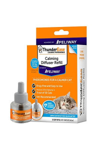 ThunderEase Cat Calming Pheromone Diffuser Refill Powered by FELIWAY Reduce Scratching, Urine Spraying, Marking, and Anxiety (30 Day Supply)