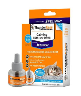 ThunderEase Cat Calming Pheromone Diffuser Refill Powered by FELIWAY Reduce Scratching, Urine Spraying, Marking, and Anxiety (30 Day Supply)