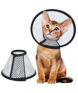 Vivifying Cat Cone, Adjustable Recovery Pet Cone, 8.1 Inches Lightweight Plastic Elizabethan Collar for Cats, Mini Dogs and Rabbits (Black)